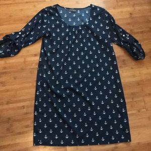 Navy blue 3 quarter sleeve dress w/ anchors